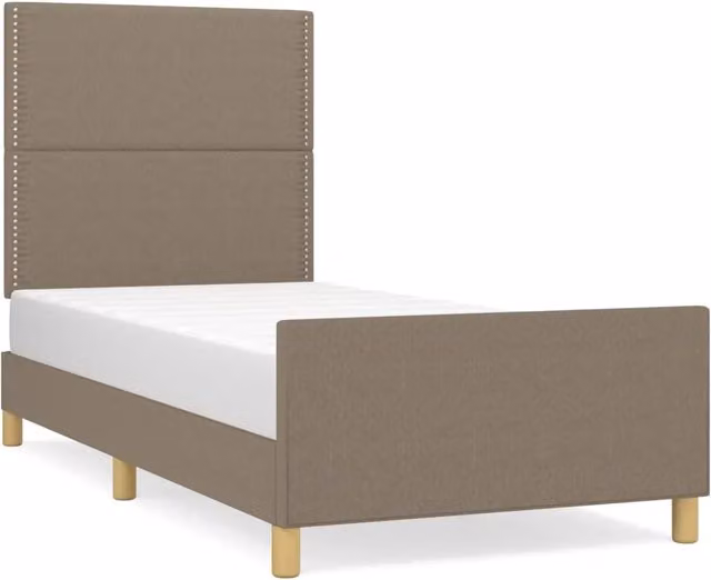 Letto singolo moderno DESIGN IN in tessuto beige con struttura in legno di larice e doghe rigide L/P/H: 93 x 190 x 128 cm – 1