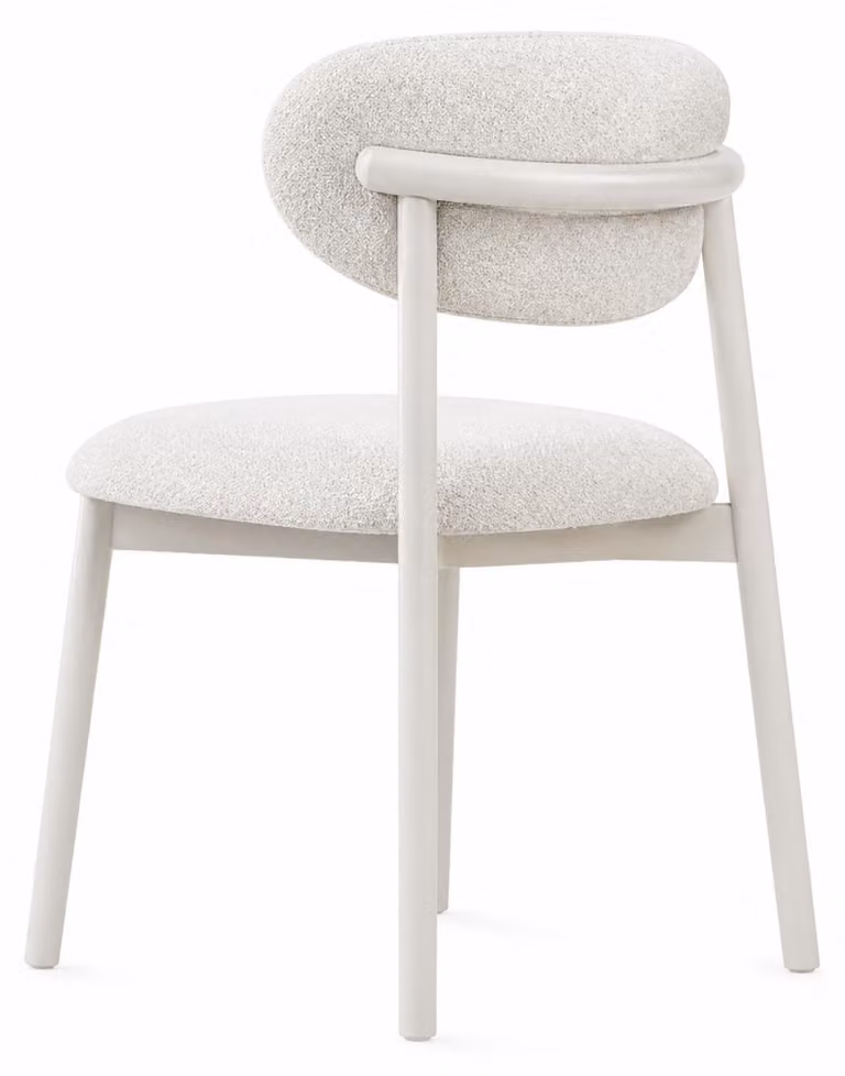 Sedia da pranzo beige elegante, realizzata in tessuto. Sedia da cucina di design