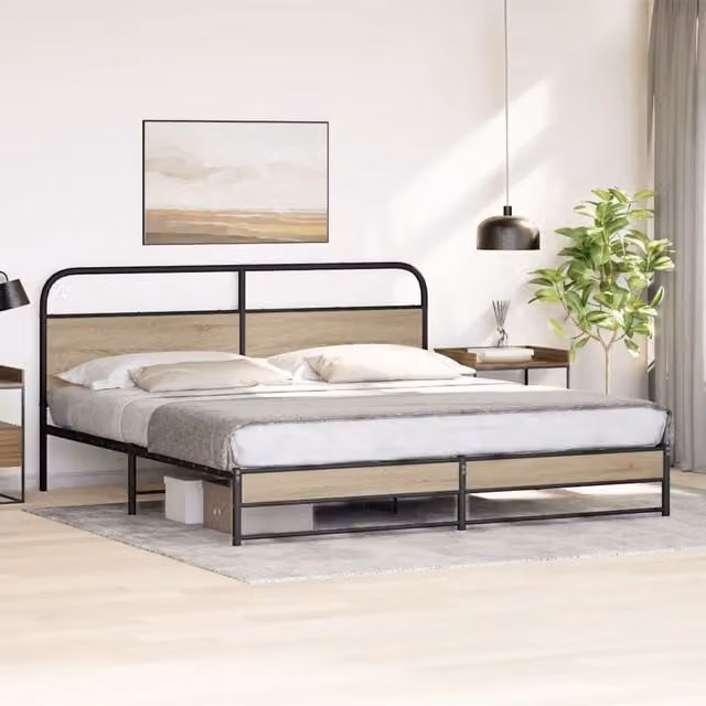 Struttura Letto Design Mania in Metallo e Rovere Fumo L/P: 200 x 200 cm