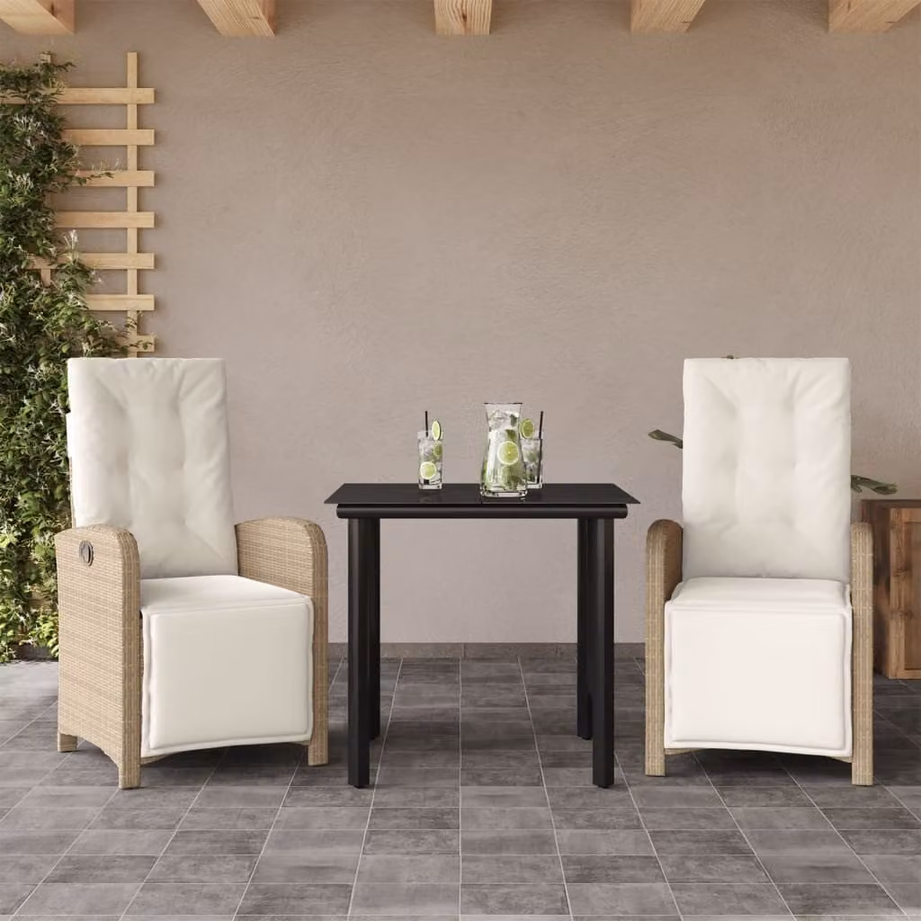 Maison Exclusive - Set da Bistrò 3 pz con Cuscini Beige in Polyrattan