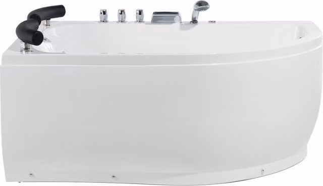 Vasca Idromassaggio Angolare in Acrilico Beliani con Luci LED Bianco Versione Destra L: 158 cm, P: 113 cm