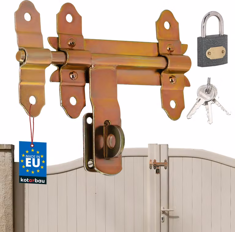 KOTARBAU® Catenaccio con lucchetto 150 mm catenaccio per porta da garage catenaccio in acciaio zincato catenaccio per cancello da giardino serratura catenaccio piastra di riscontro catenaccio cerniere per cancello catenaccio scorrevole catenaccio catenacc