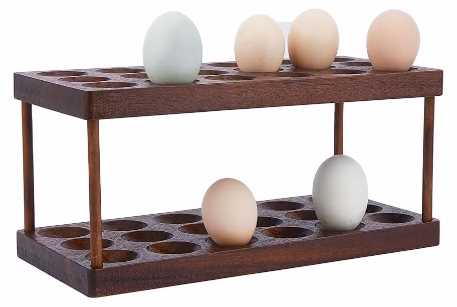 Contenitore portauova in legno, modello a griglia, capacità per 36 uova. Impilabile e pieghevole. Colore: marrone. Porta uova per cucina e ufficio. Contenitore per la conservazione delle uova per uso domestico.