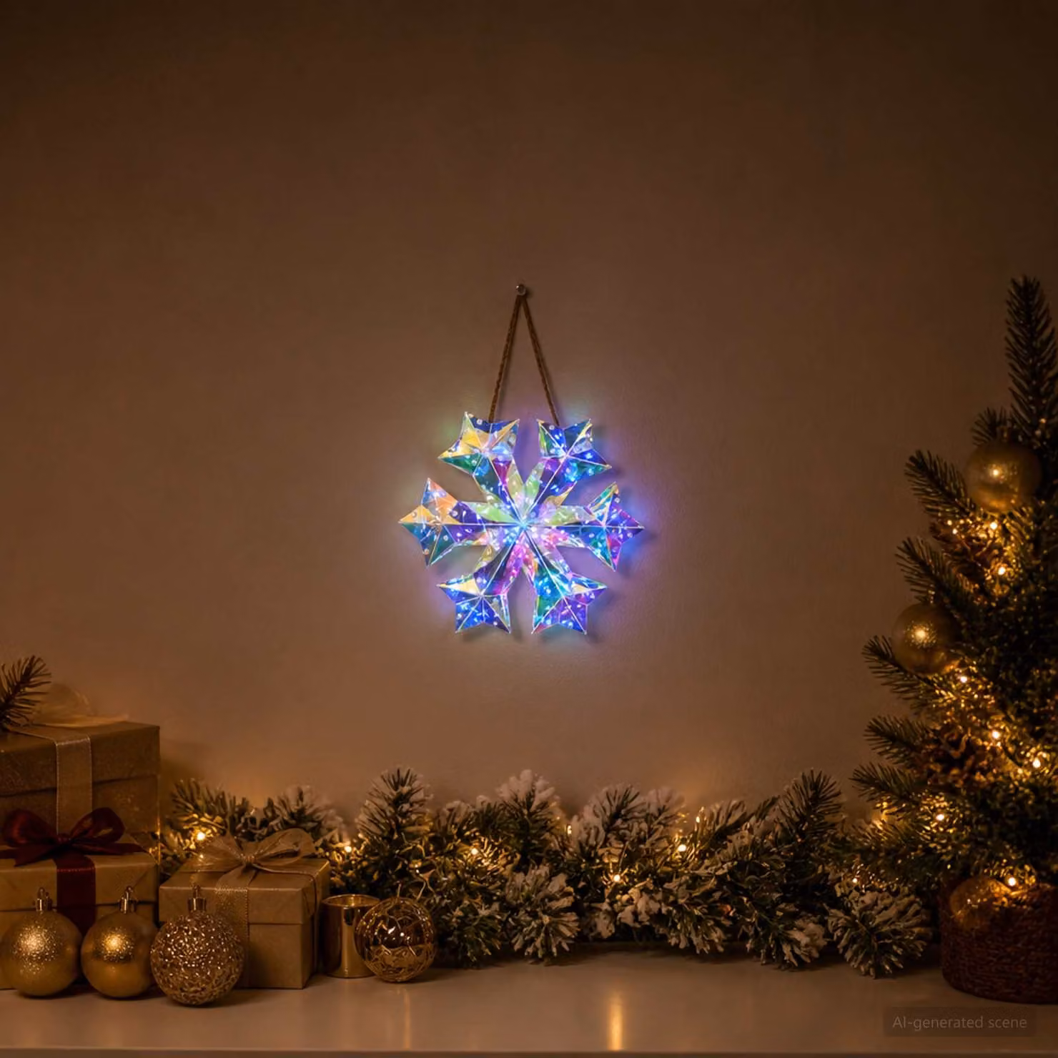 vidaXL Fiocco di neve LED prismatico iridescente Multicolore