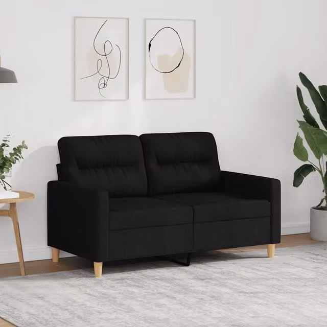 Divano a 2 Posti-Sofa 2 Posti Nero 120 cm in Tessuto 137536