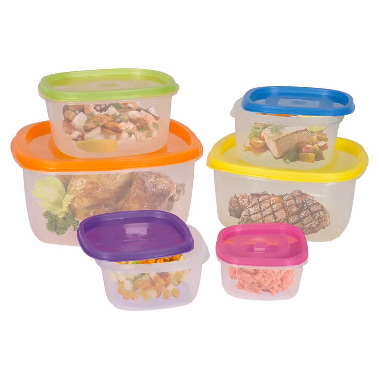 Set di 6 contenitori ermetici salvaspazio Gusto Casa in plastica multicolore, impilabili e adatti a microonde e congelatore