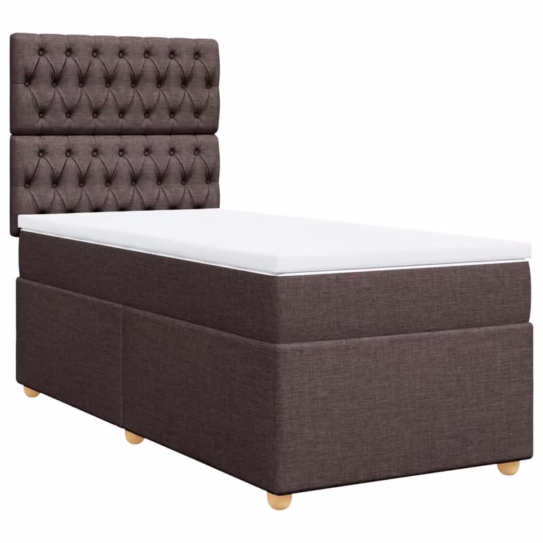 Giroletto a Molle con Materasso Marrone Scuro 80x200 cm Tessuto
