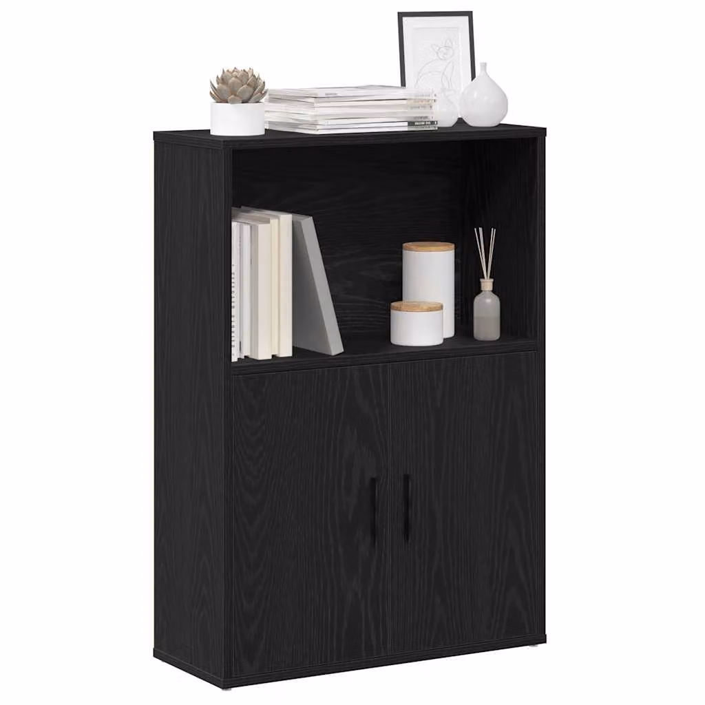 Libreria moderna vidaXL in legno multistrato e MDF, colore nero, L: 60 cm, P: 24 cm, H: 85 cm