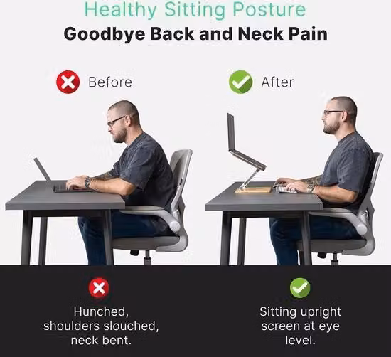 Supporto ergonomico antislip per laptop in bambù e metallo color argento