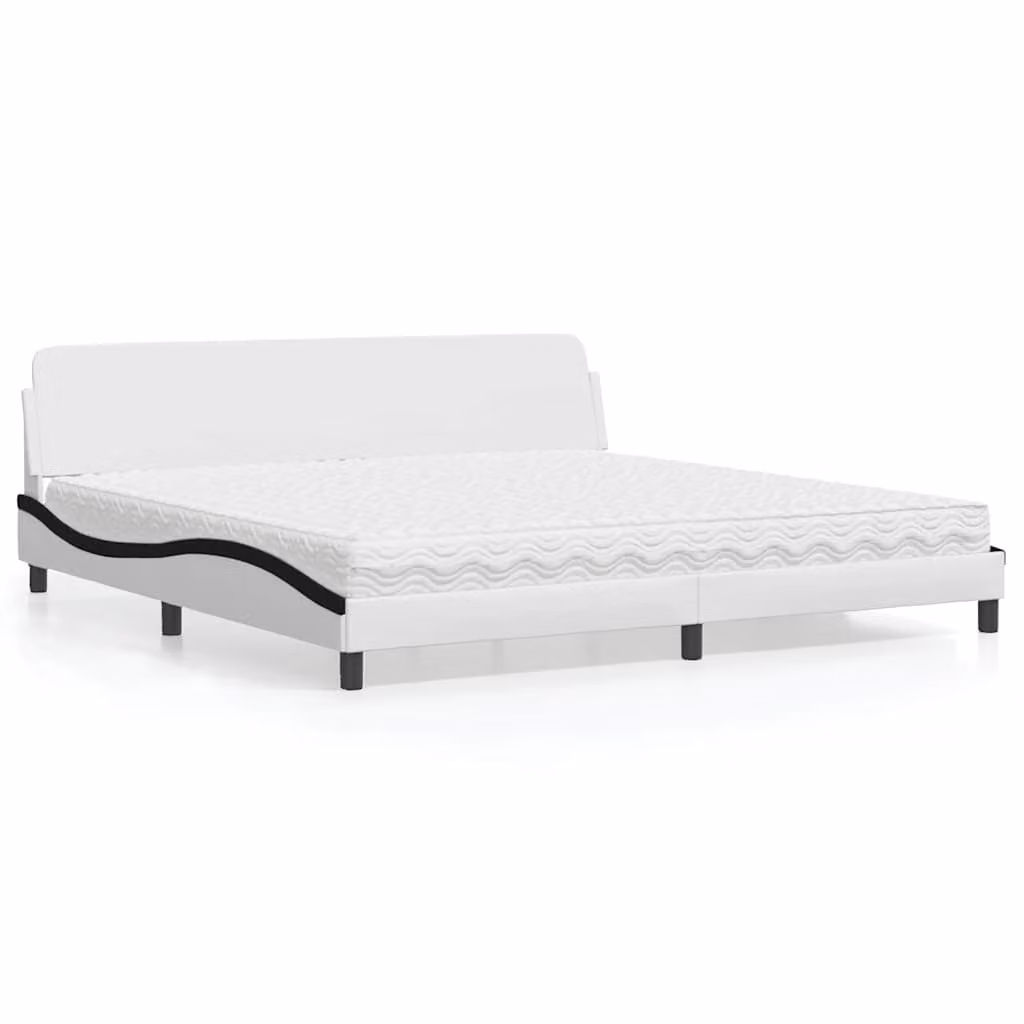 Letto con Materasso Dover vidaXL in Similpelle Bianco e Nero L/P/H: 200 x 200 x 74,5 cm