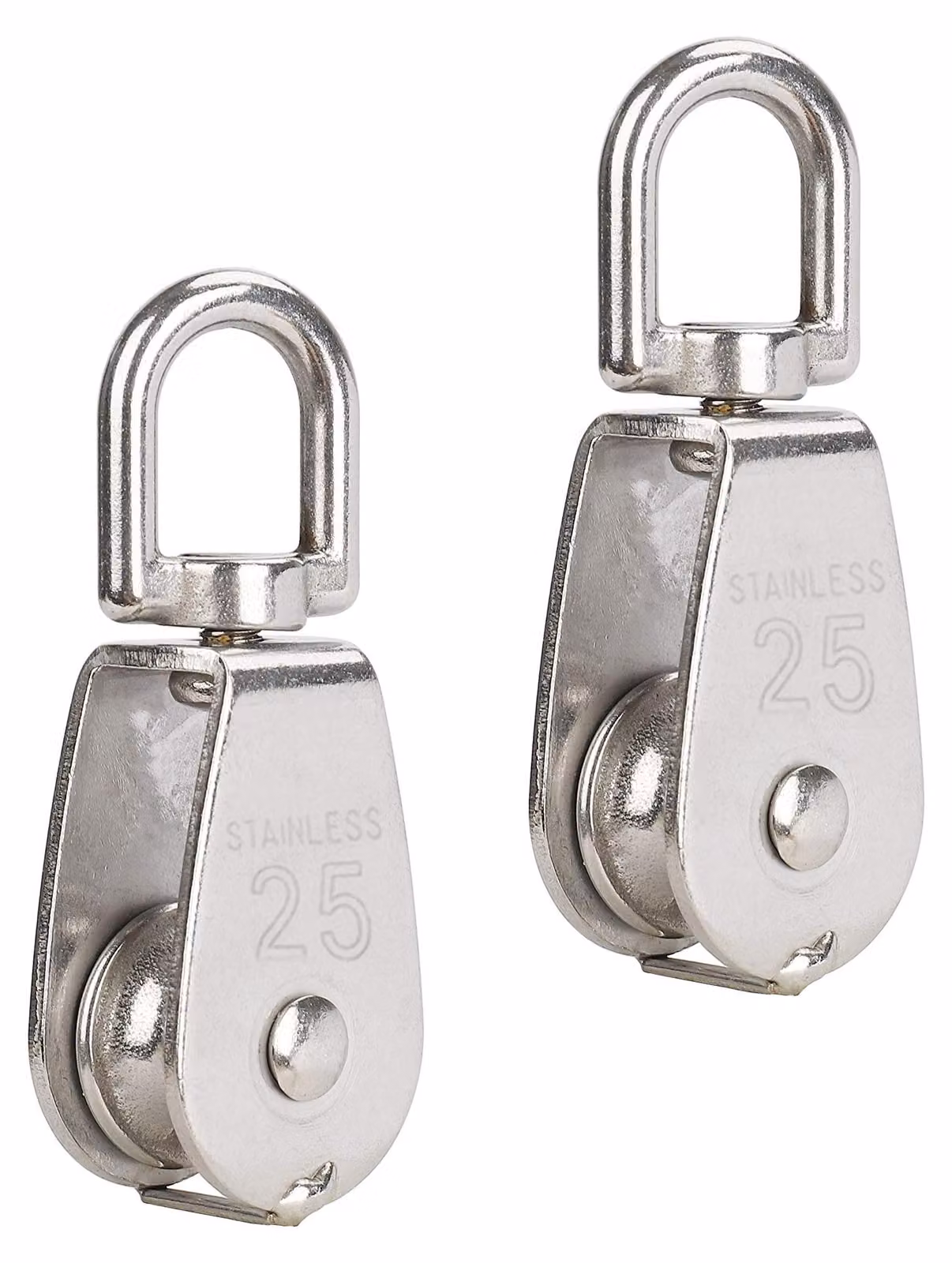 Rulli in acciaio inossidabile 304, dimensione M25, capacità di 150 kg, confezione da 2 pezzi, colore argento