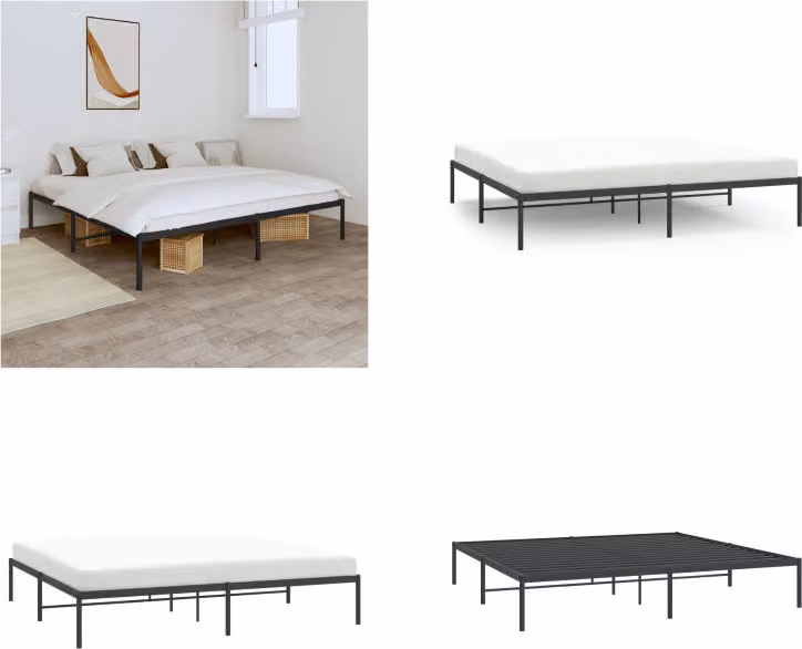 vidaXL Struttura letto in metallo nero 180x200 cm - Struttura letto - Cornici letto - Struttura letto - Letto