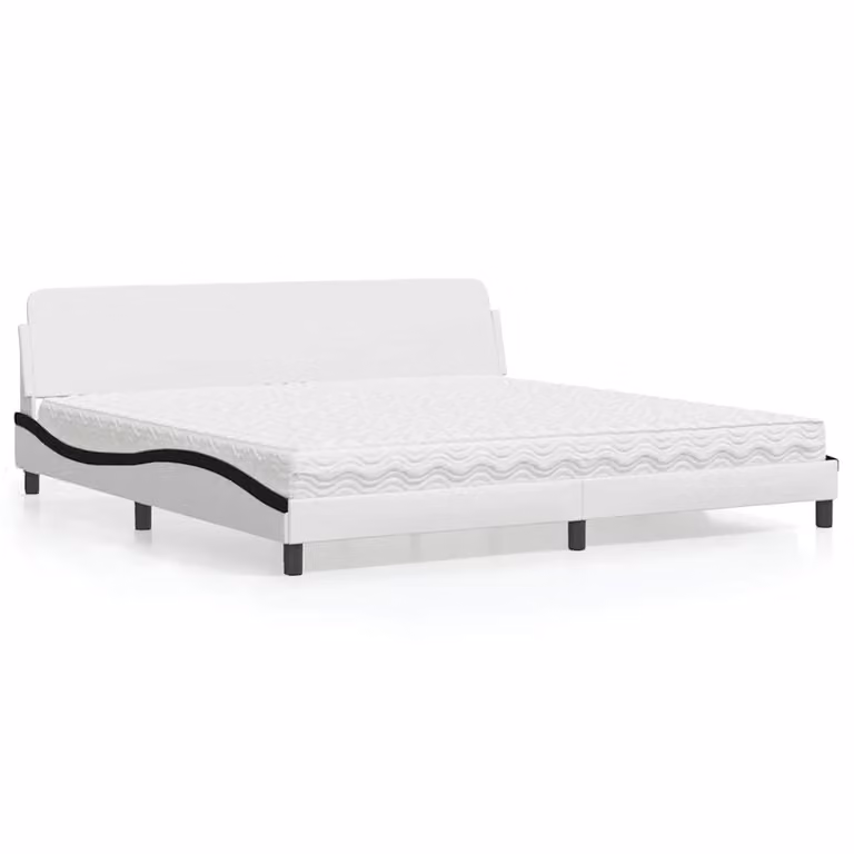 Letto con Materasso Dover vidaXL in Similpelle Bianco e Nero L/P/H: 200 x 200 x 74,5 cm