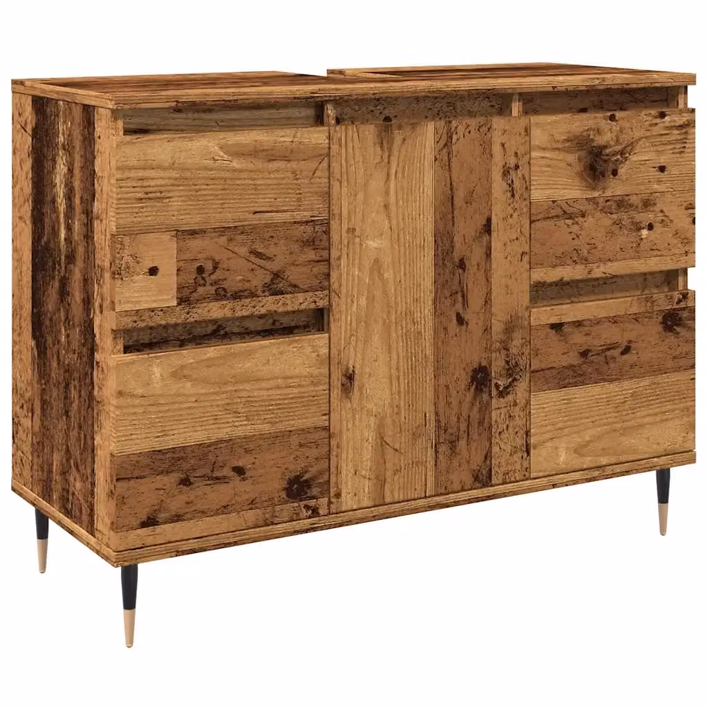 Mobile da Bagno Industrial vidaXL in Legno e Metallo Marrone L: 80 cm, P: 33 cm, H: 60 cm – 2