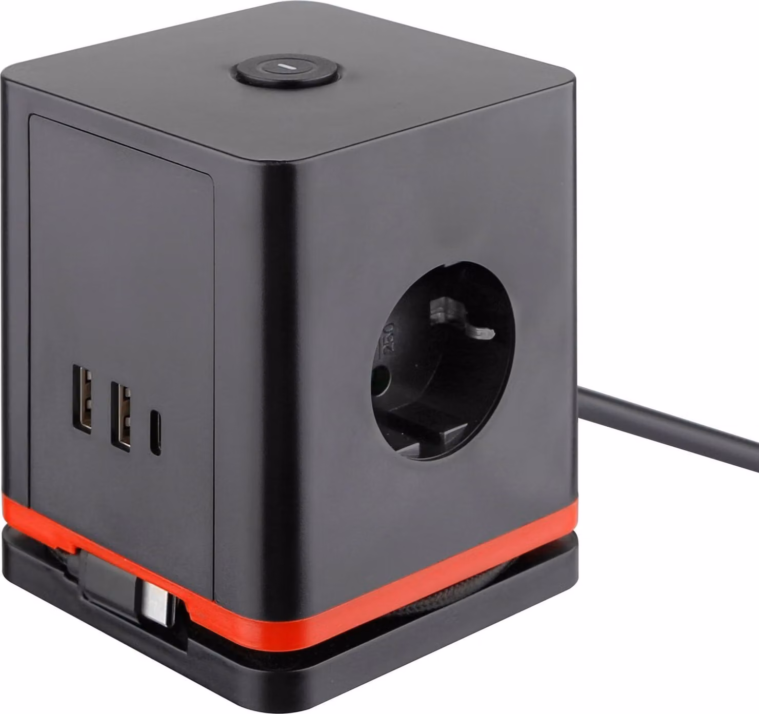 IOIO 41213 IOIO SW 1000 3-fach Steckdosenwürfel 1,5 m schwarz mit USB-Buchse