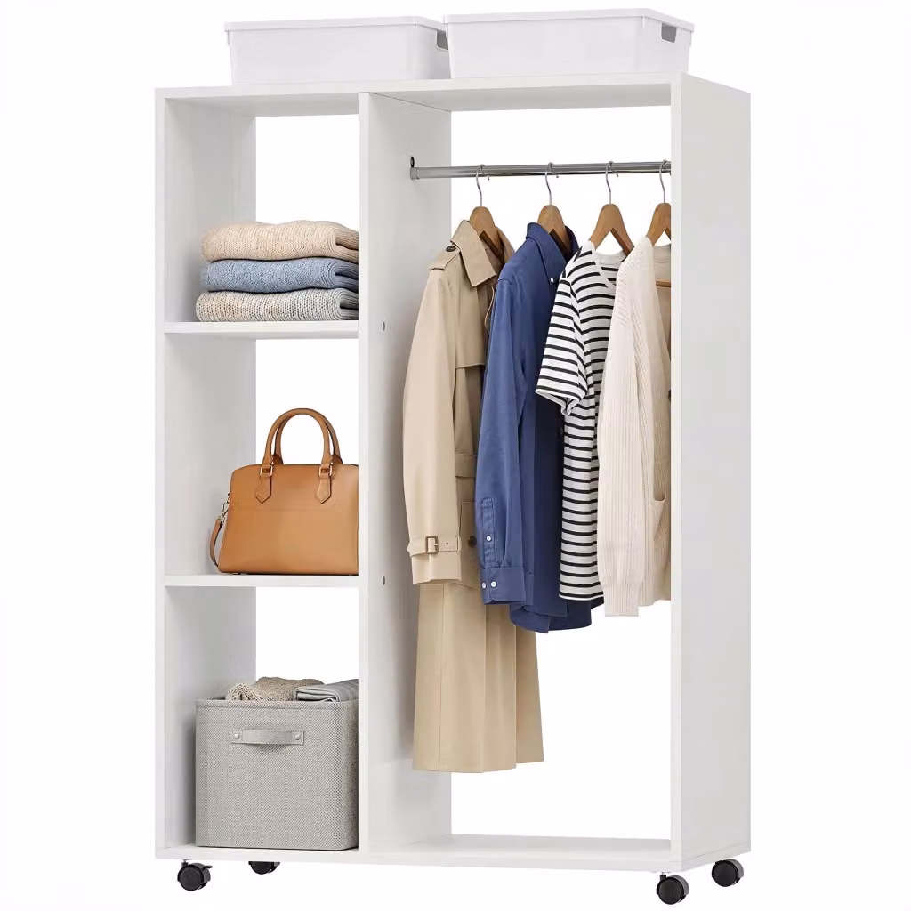 Armadio guardaroba XYLO bianco con ante e ripiani L/P/H: 80 x 40 x 128 cm – 2
