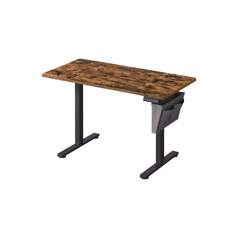 Scrivania Regolabile in Altezza Scrivania Elettrica per Lavoro in Piedi, Marrone Vintage + Nero Inchiostro / 60 x 120 x (72-120) cm (P x l x H)
