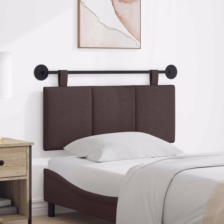 Testiera sospesa moderna vidaXL in tessuto marrone con pannello imbottito L: 110 cm, H: 55 cm, P: 5 cm