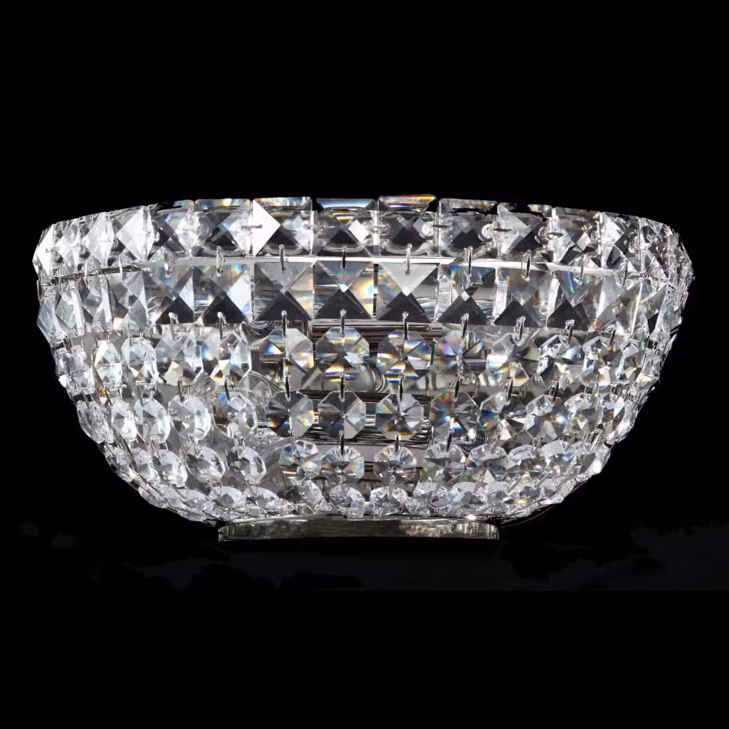 Applique Maytoni Basfor moderna in metallo argento e cristalli trasparenti con 2 luci E14 – 2