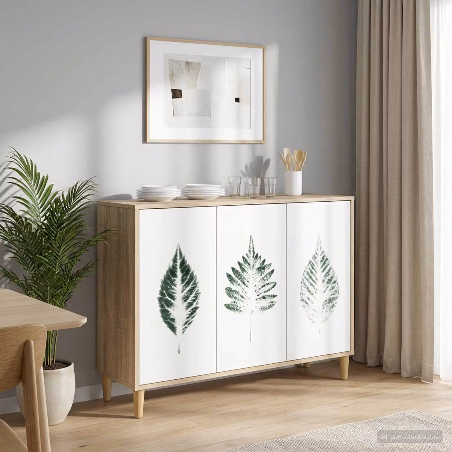 Credenza moderna vidaXL HANAU in legno ingegnerizzato color Sonoma, L 102 x P 33 x H 75 cm