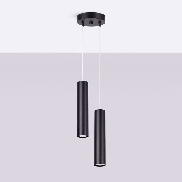 Lampada a sospensione LAGOS 2P nero 2xGU10 10W acciaio 118x15x15cm Sollux Lighting