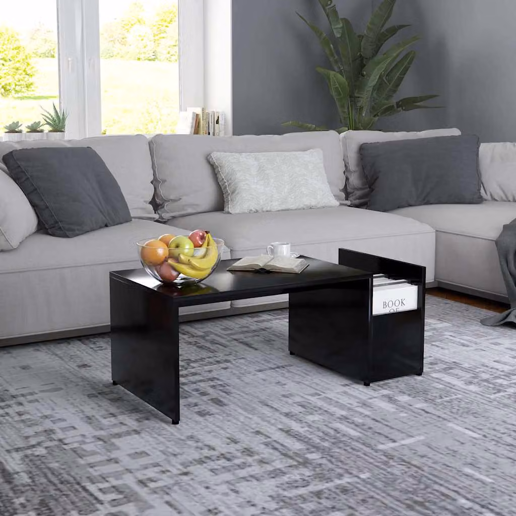 vidaXL Tavolino da Salotto Moderno Nero in Legno e MDF L: 90 cm, P: 45 cm, H: 35 cm