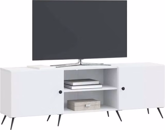 Mobile TV Bianco in Legno e Metallo con Stile Vintage L/P/H: 150 x 31 x 50 cm – 1