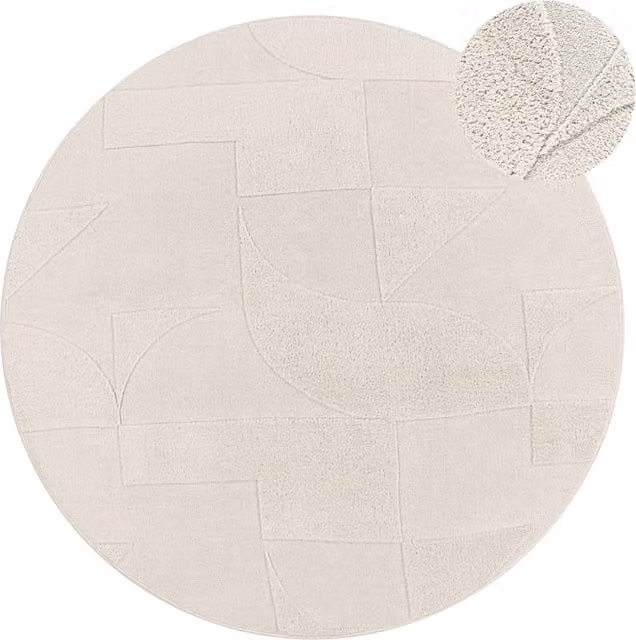 Tappeto moderno Tokko rotondo beige in poliestere Diametro: 120 cm