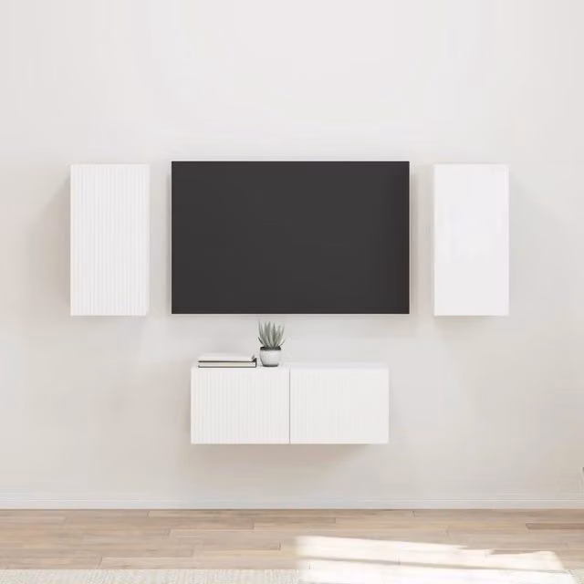 Set mobile TV 6 pz Bianco Legno ingegnerizzato 3409060