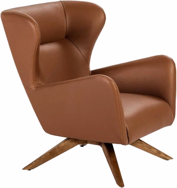 Poltrona girevole in ecopelle marrone