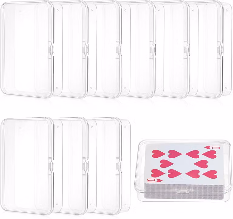 Scatole trasparenti per la conservazione delle carte da gioco, confezione da 10 pezzi, dimensioni 9,5 x 6,5 x 2,5 cm, adatte per carte