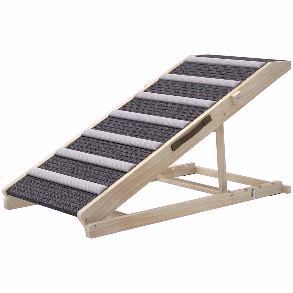 Rampa per cani pieghevole Minimal in legno con tappetino antiscivolo e altezza regolabile da 35 a 50 cm – 2