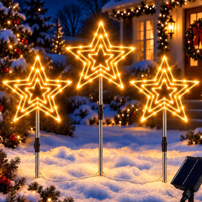 3 luci solari "Sterne" con 75 LED, illuminazione natalizia per esterni, grado di protezione IP65