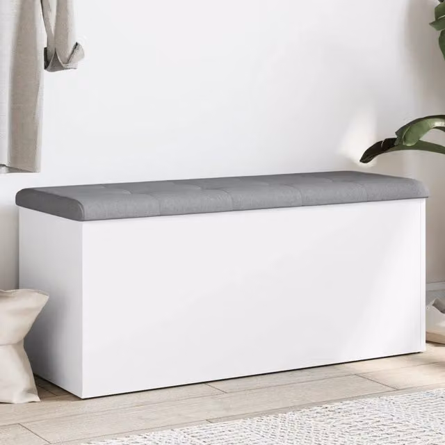 Panca Contenitore Design Mania Bianca e Grigia in Legno MDF L: 102 cm, P: 42 cm, H: 45 cm