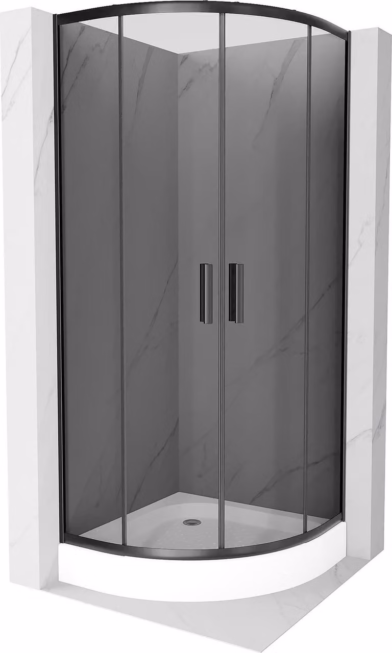 Mexen Rio cabina doccia semicircolare 70 x 70 cm, grafite, nera + piatto doccia Rio, bianco - 863-070-070-70-40-4710