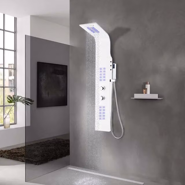Pannello Doccia in Alluminio 20x44x130 cm Bianco 142995