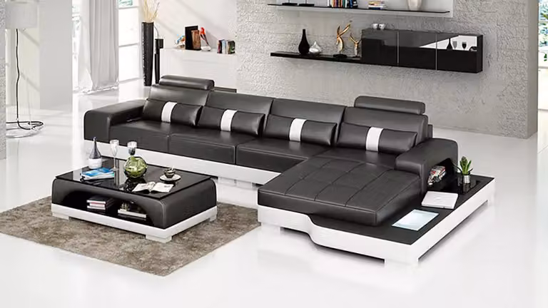 Design Wohnzimmer Eckcouch Ledercouch Sofa Polster Couchen Sofas Ledergarnitur