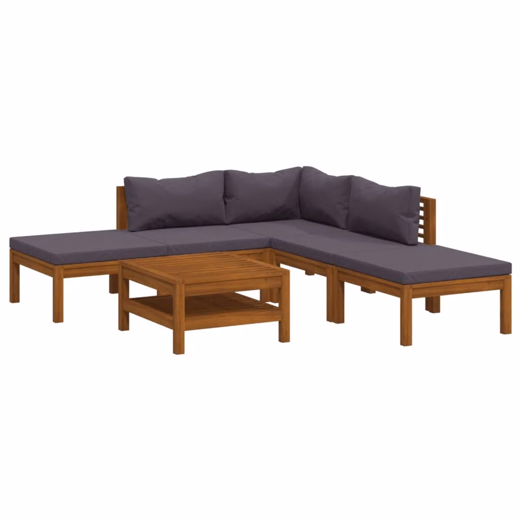 Set Divani da Giardino 6 pz con Cuscini in Massello di Acacia