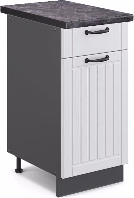 Mobiletto base per cucina Fame-Line Bianco rustico/Antracite 40 cm, PL Antracite Vicco