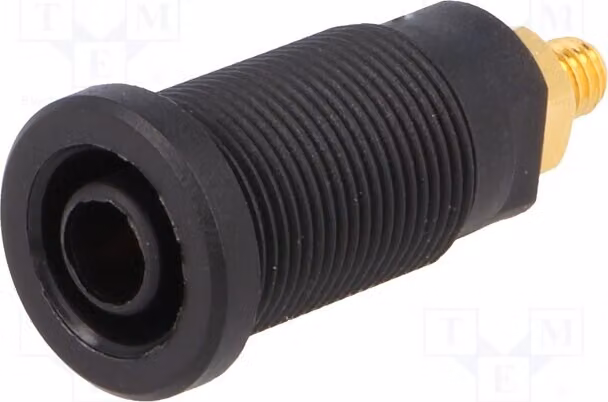 1 connettore placcato in oro, connettore a banana da 4 mm, 32A, nero, 32 mm. Contatti: oro, modello SEB 6445 AU / SW