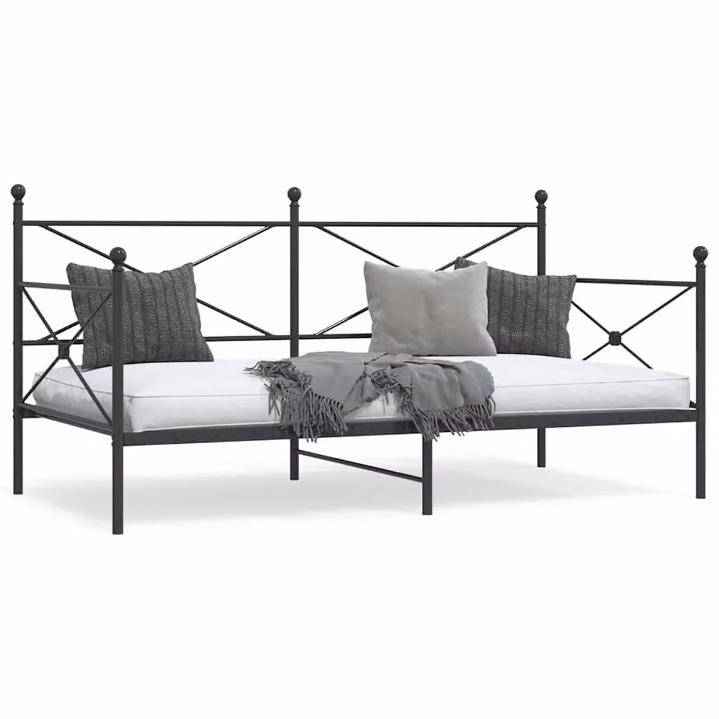 vidaXL Dormeuse con base a sollevamento in metallo nero L 200 x P 100 cm