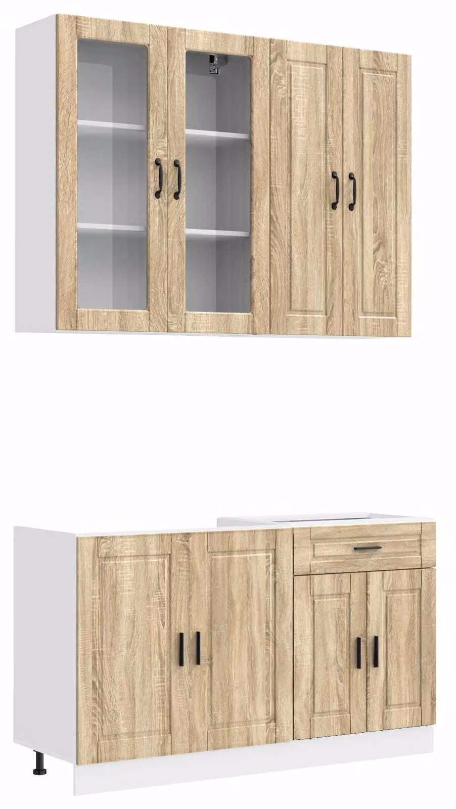Set da cucina PORTO, composto da 4 elementi, realizzato in materiale composito effetto legno "Sonoma"
