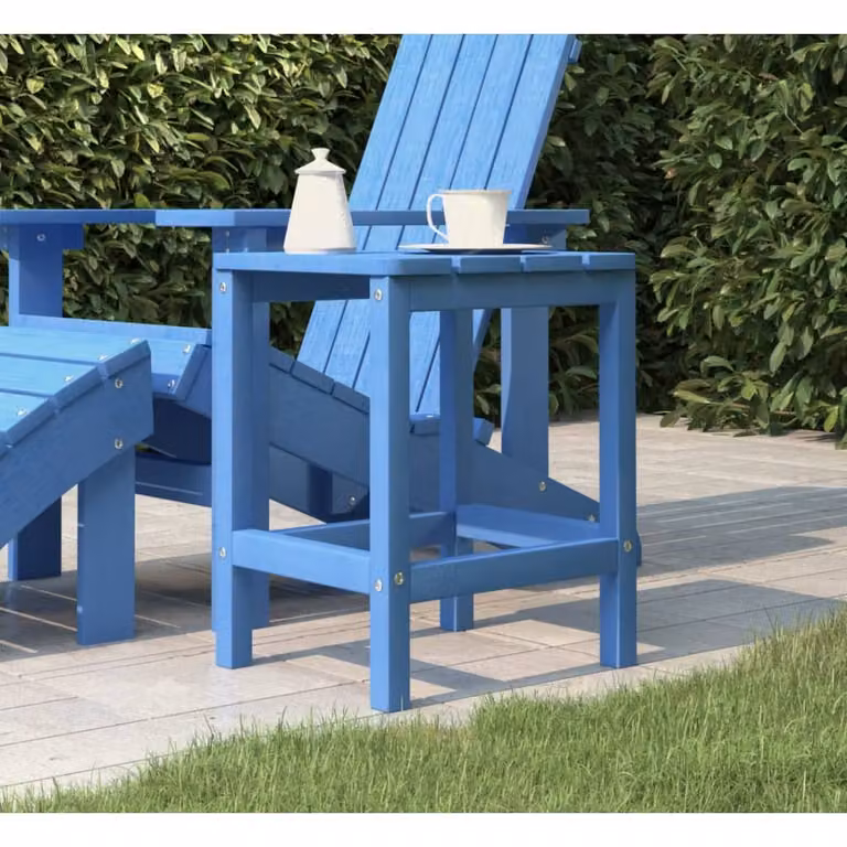 The Living Store Adirondack-Gartentisch Meeresblau 38x38x46 cm HDPE