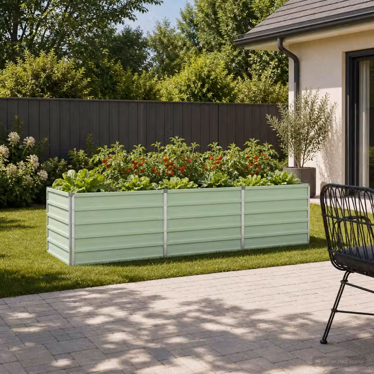 Letto rialzato da giardino vidaXL in metallo verde, L: 240 cm, P: 80 cm, H: 55 cm