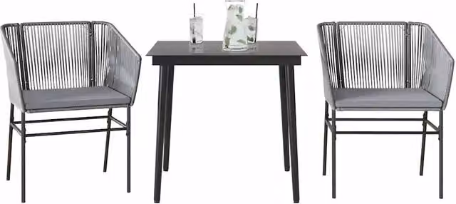 Set da Pranzo da Giardino 3 pz con Cuscini in Polyrattan Vetro 3334527