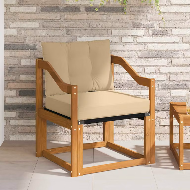 vidaXL Divano da esterno moderno in legno di acacia massello con cuscini beige e marrone