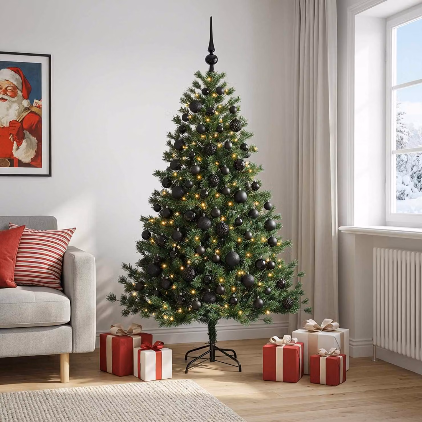 vidaXL Albero di Natale artificiale con palline 240 cm 300 LED