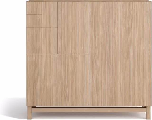 Scarpiera Herdasa in stile scandinavo effetto noce chiaro con gambe noce chiaro, L: 90 cm, H: 90 cm, P: 27 cm