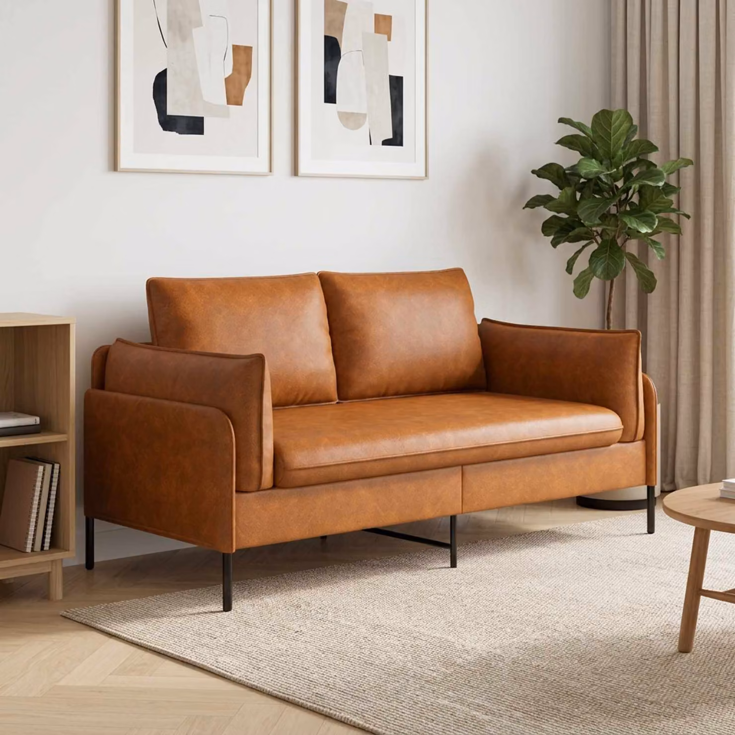 Divano a 2 posti moderno vidaXL in similpelle marrone con coperture rimovibili L: 188 cm, P: 81 cm, H: 89 cm