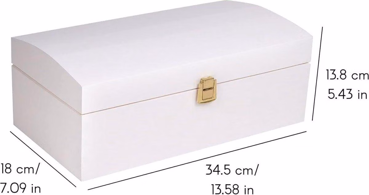 Grande scatola in legno - Bianca - Formato XXL - Realizzata in legno massello - Verniciata - Con coperchio - 345 x 18 x 138 cm - Ideale per oggetti di valore, giocattoli e utensili